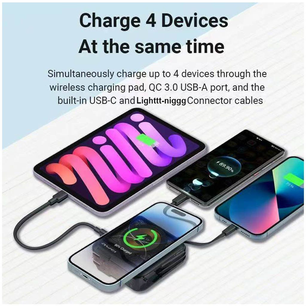 Awei P81K 10000mAh Powerbank Fast Charge Wireless Charging 4in1 Built-in  Cable Long Battery Life | Shopee Philippines