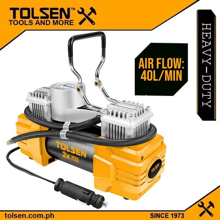 Tolsen Industrial Grade Portable Air Compressor 2x Cylinder w/ 3 ...