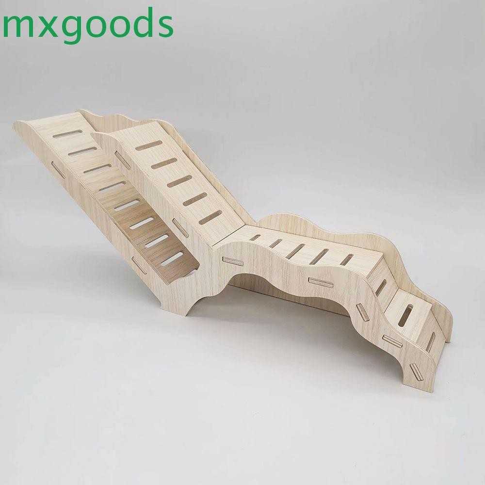 View of MXGOODS Hamster Wooden Tunnel Ladder, Wooden Natural Hamsters Climbing ...
