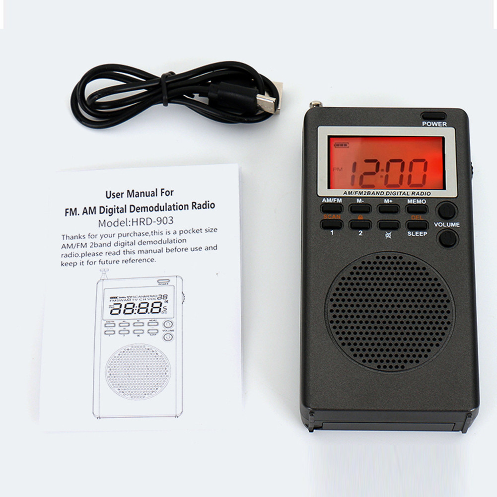 Mini Pocket FM AM Radio AM FM Portable Radio Backlight HD Display ...
