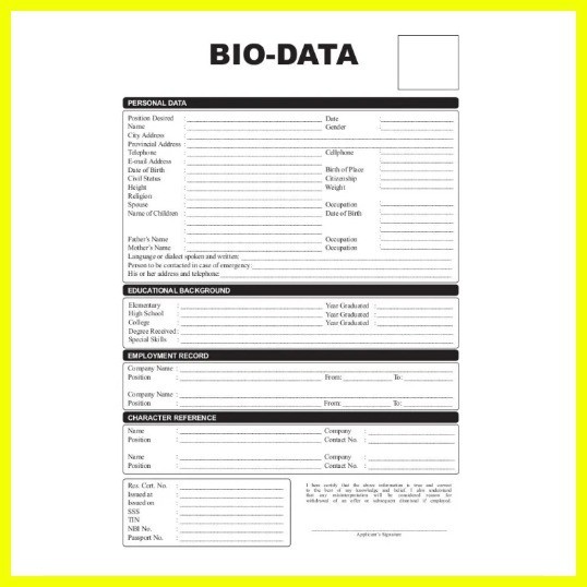 【hot sale】 Biodata Form sold per 100sheets and 200sheets per pack ...