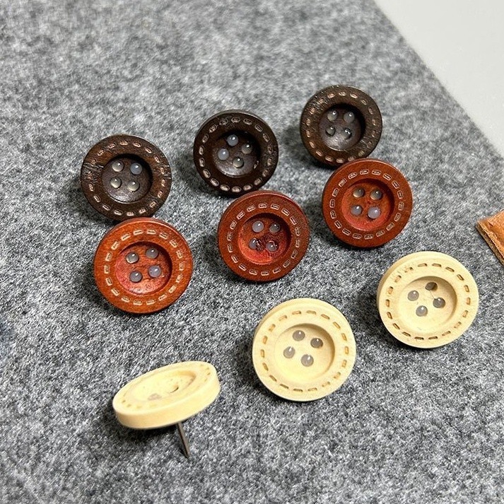 Solid Wood Button Pushpin Smile Push Pin Solid Wood Corkboard Photo ...