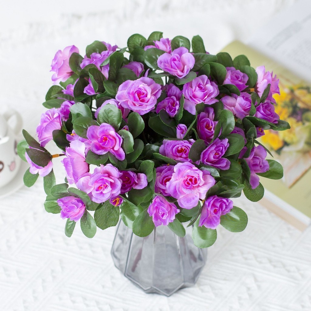 A Bunch of 21 Artificial Rhododendron Flowers Camellia Roses Silk Silk ...