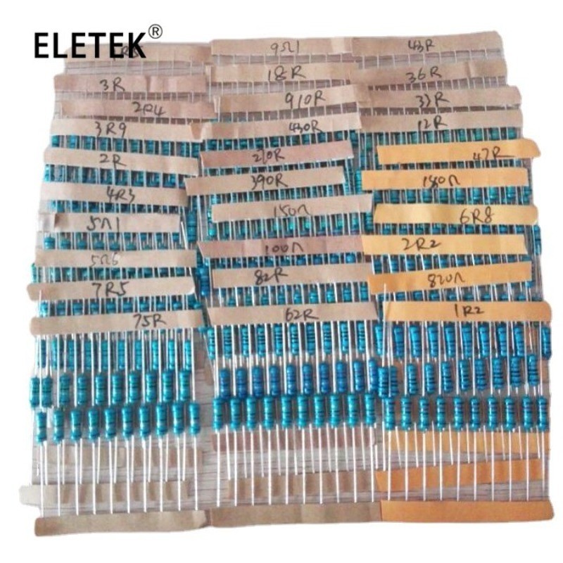 300Pcs 1/2w 1% Metal Film Resistor Assortment Kit Set 30Kinds 1-750 Ohm ...