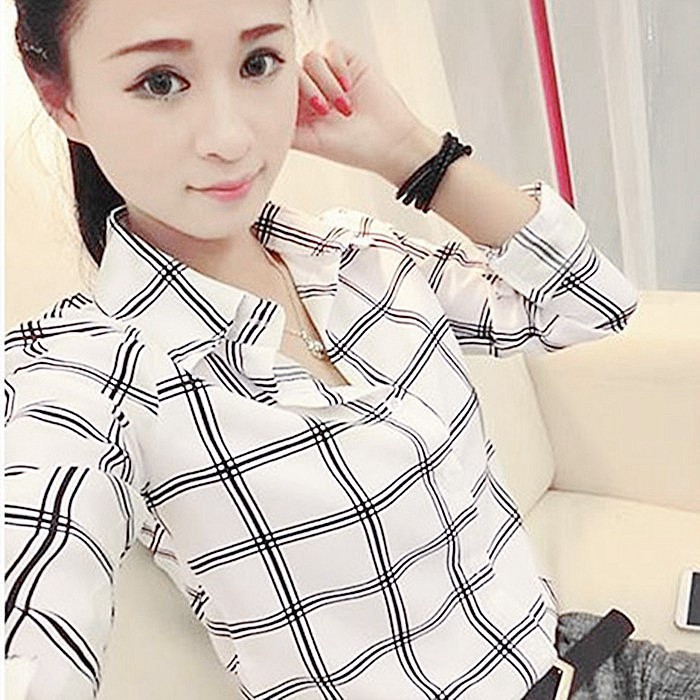 Long Sleeve Cardigan Polo Blouse For Women，Korean Fashion Ladies Loose ...