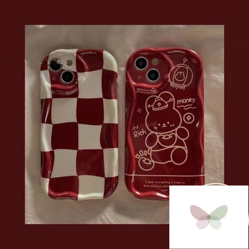 Ang red festive plaid rabbit phone case ay angkop para sa Xiaomi 13 ...