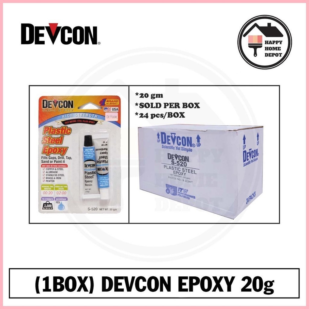 1BOX/24PCS) DEVCON PLASTIC STEEL EPOXY 20g | Shopee Philippines