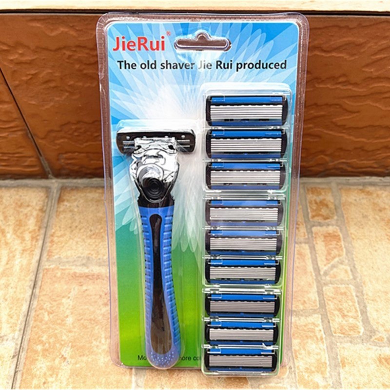 6 Layers Men Razor,Double Lubricated and Precision Trimmer,9 Blades ...