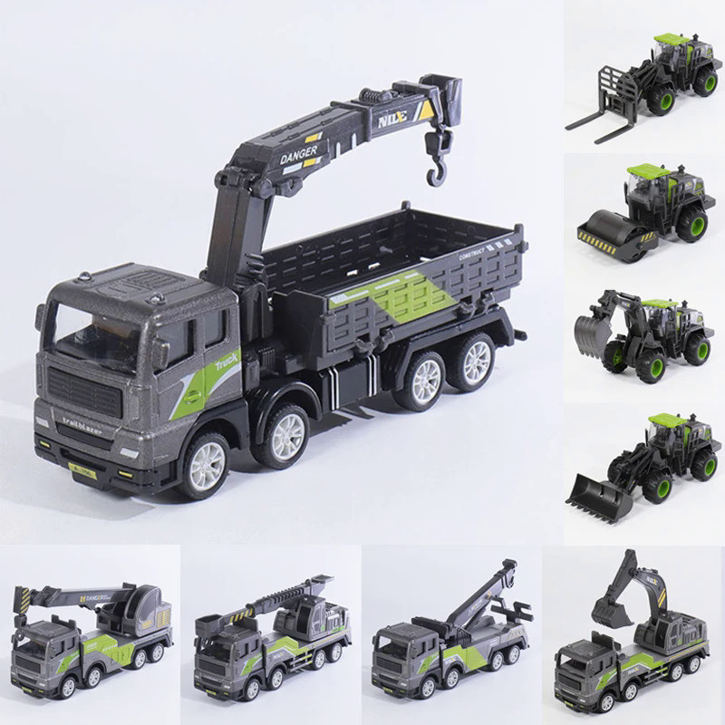 12 Styles Alloy Diecast Simulation Engineering Car Model Truck Toys ...