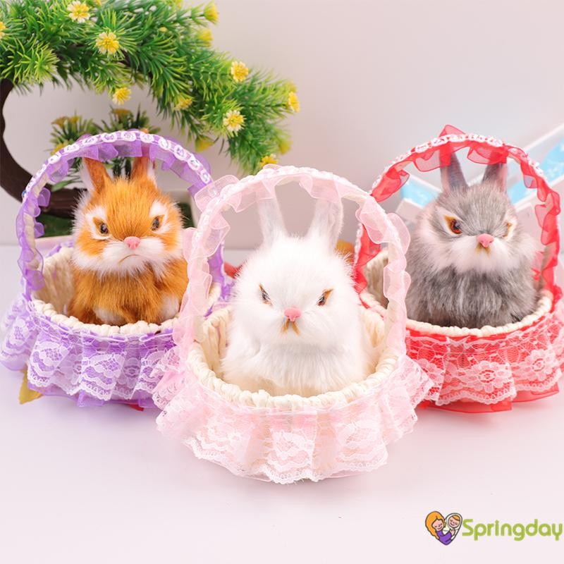 Springday1-Bunny Plush Toys with Sequin Basket Easter Stuffed Rabbits ...