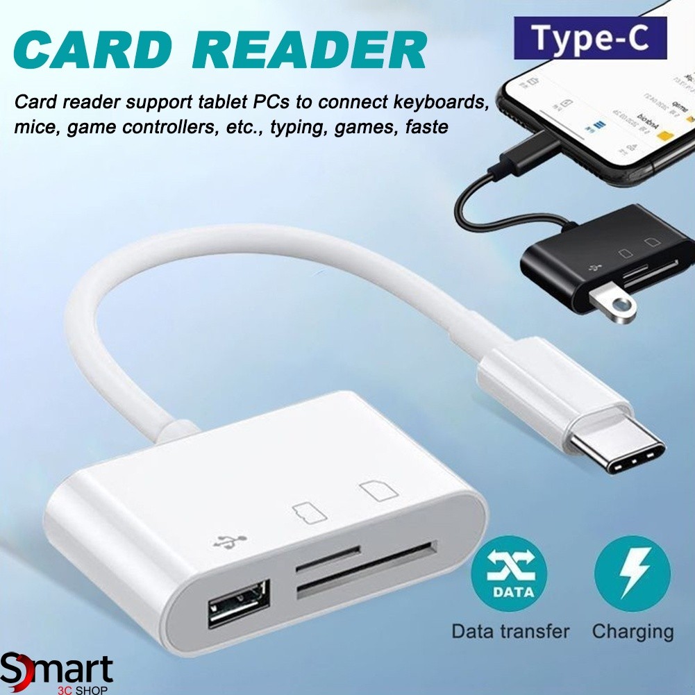 Portable 3 in 1 SD Card Reader USB C To USB Camera Photo Adapter Micro ...
