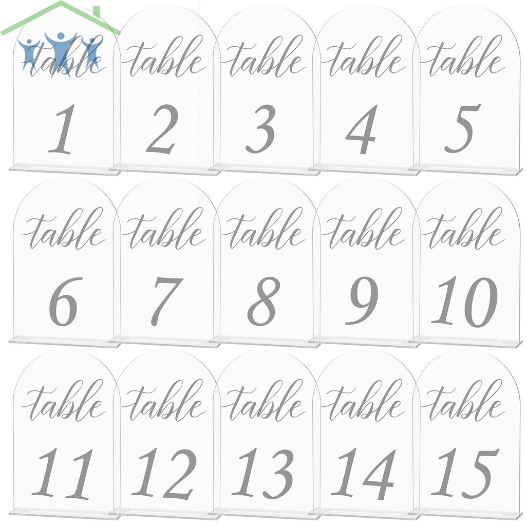 15Pcs Frosted Arch Table Numbers Clear Frosted Arch Acrylic Table Signs ...
