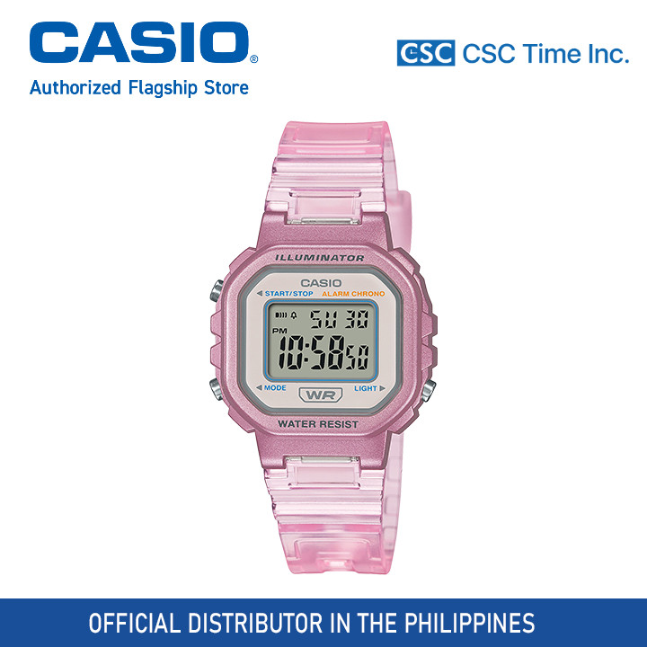 Casio (LA-20WHS-4ADF) Pink Transparent Resin Strap Digital Watch ...