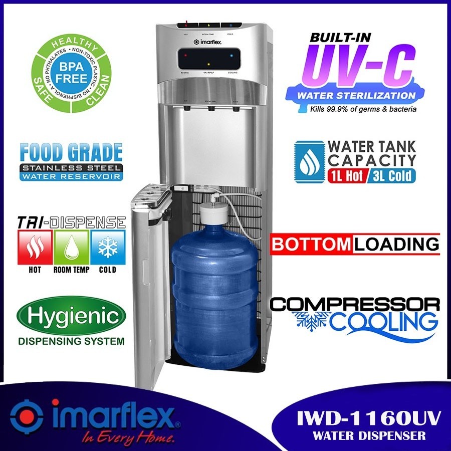 Imarflex IWD 1160UV Bottom Load Water Dispenser with UV C Water Sterilization
