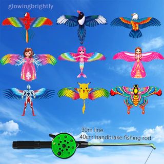 Kite Children's Fishing Rod Kite, Traditional Pattern Hand-held Small Kite  Goldfish Eagle Butterfly Plastic Cartoon Dynamic Flying Toys for Kids