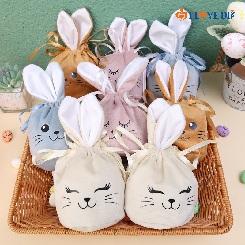 Classic Easter Rabbit Modeling Velvet Bundle Pocket Cute Cartoon Candy ...