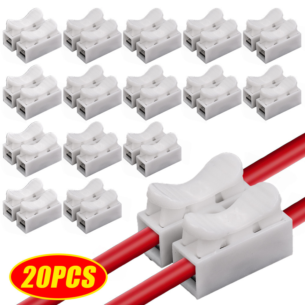 20Pcs CH2 Quick Splice Lock Wire Connectors 2 Pins Copper Electrical ...