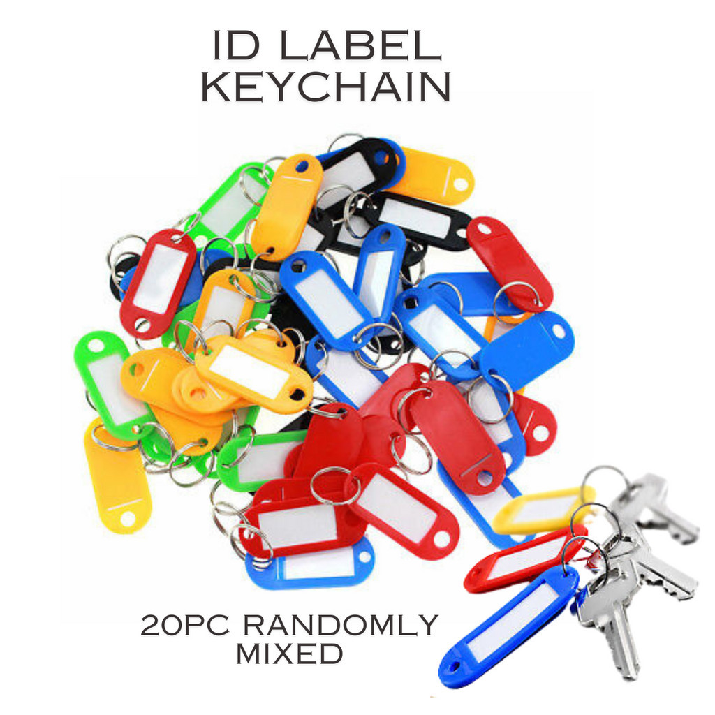 20 Pcs Multi Colour Keychain ID Label Tags Split Ring Key Organizer ...