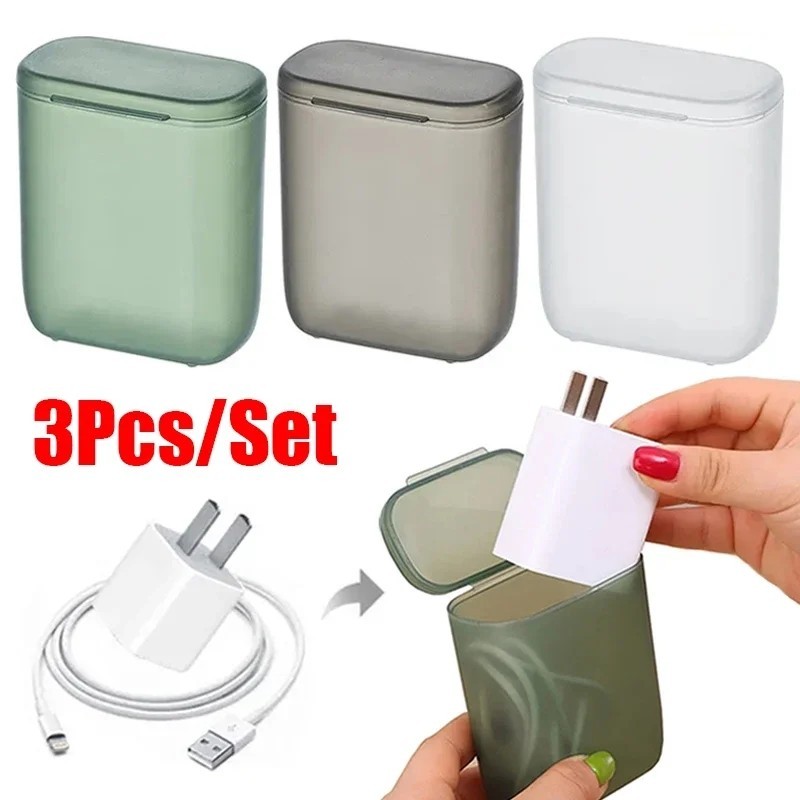 3Pcs Portable Transparent Data Cable Storage Containers/Earphone Mouse ...