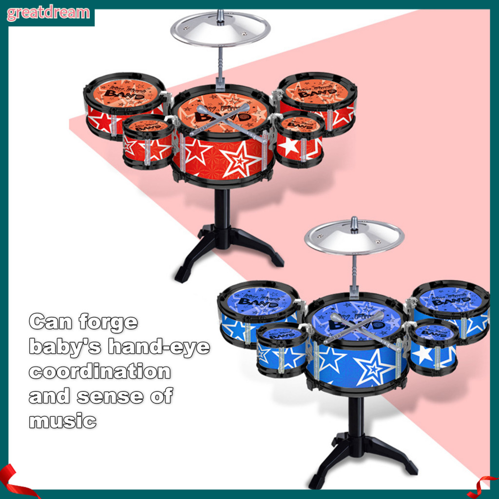 greatdream| Drum Set Novelty Hand-eye Coordination Plastic Children ...