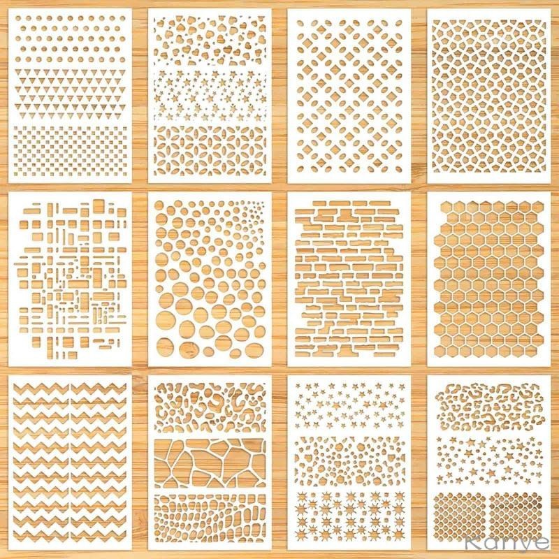 KY 12Pcs Painting Stencils Set Wall Painting Stencil Painting
