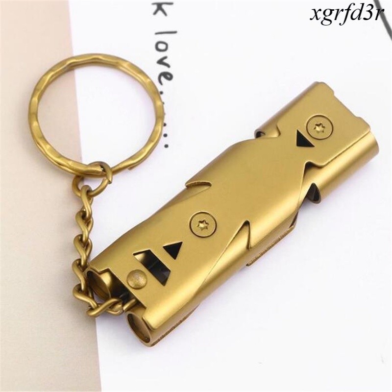 Outdoor Stainless Whistle double tube Lifesaving Emergency Keychain ...