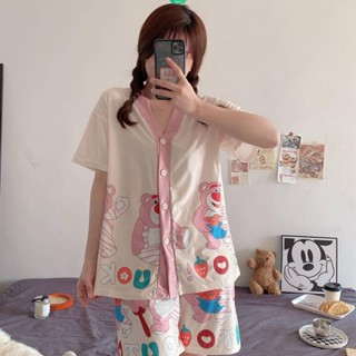 2024 New Ins Style Lotso Printed Pajamas Women Spring and Autumn V-neck ...