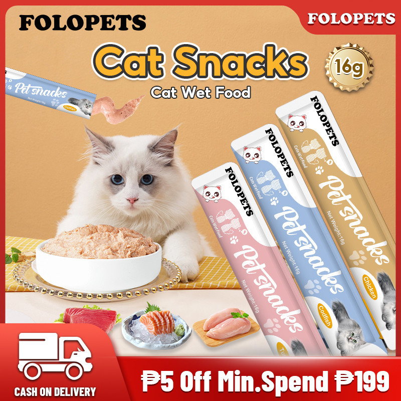 FOLOPETS 16g Cat Snacks Cat Treats Cat Wet Food Cat Kitten Adult Cat Fattening Training Reward