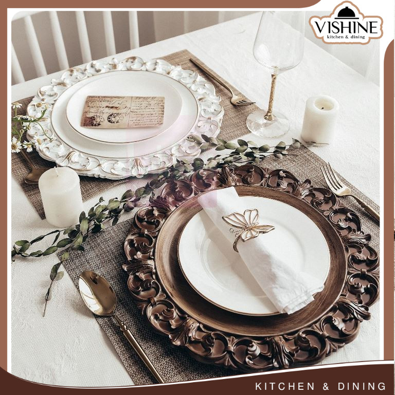 VISHINE.OFF 13Inch PVC Charger Plate Hotel Party Craft Plastic Tray ...