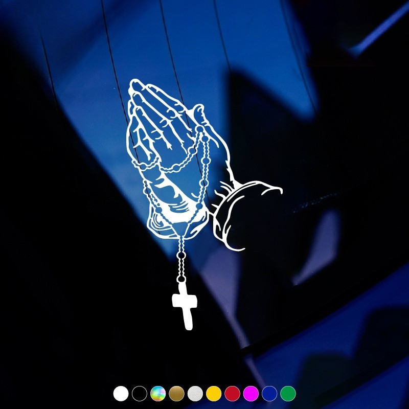 FTU Reflective Car Stickers Pearl Rosary God Jesus Christ for Car ...
