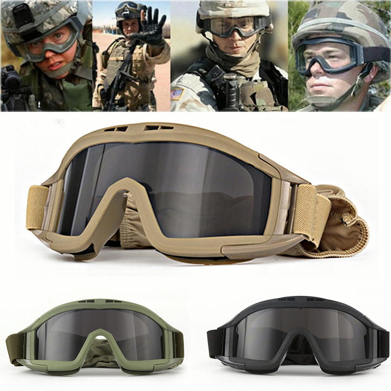 Outdoor Jungle Tactical Goggles with 3 Lens Military Shooting ...