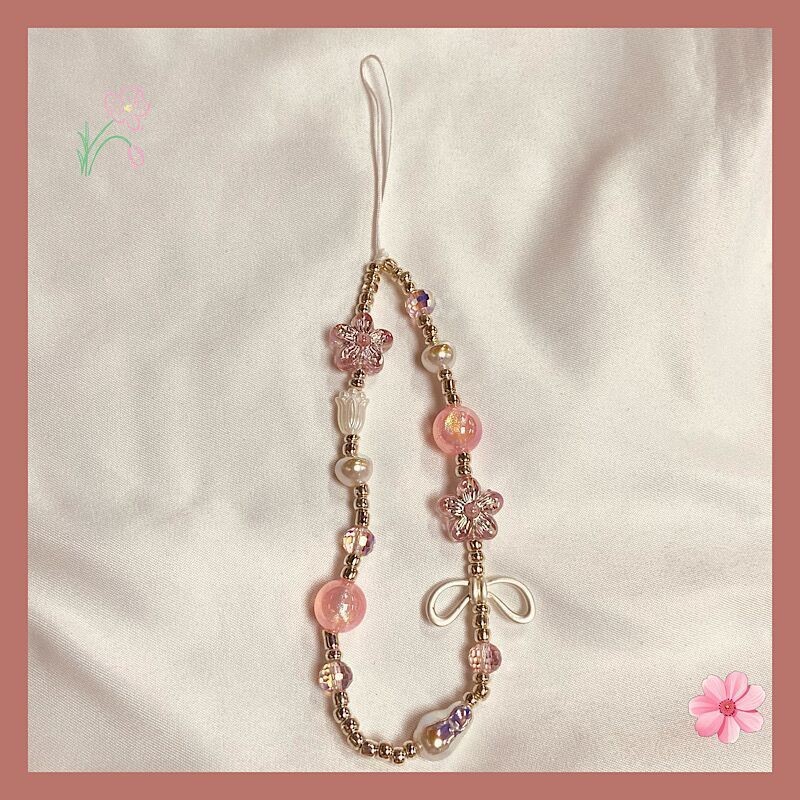 Mobile Phone Chain Girl Heart Creative Mobile Phone Lanyard Flower Bow ...