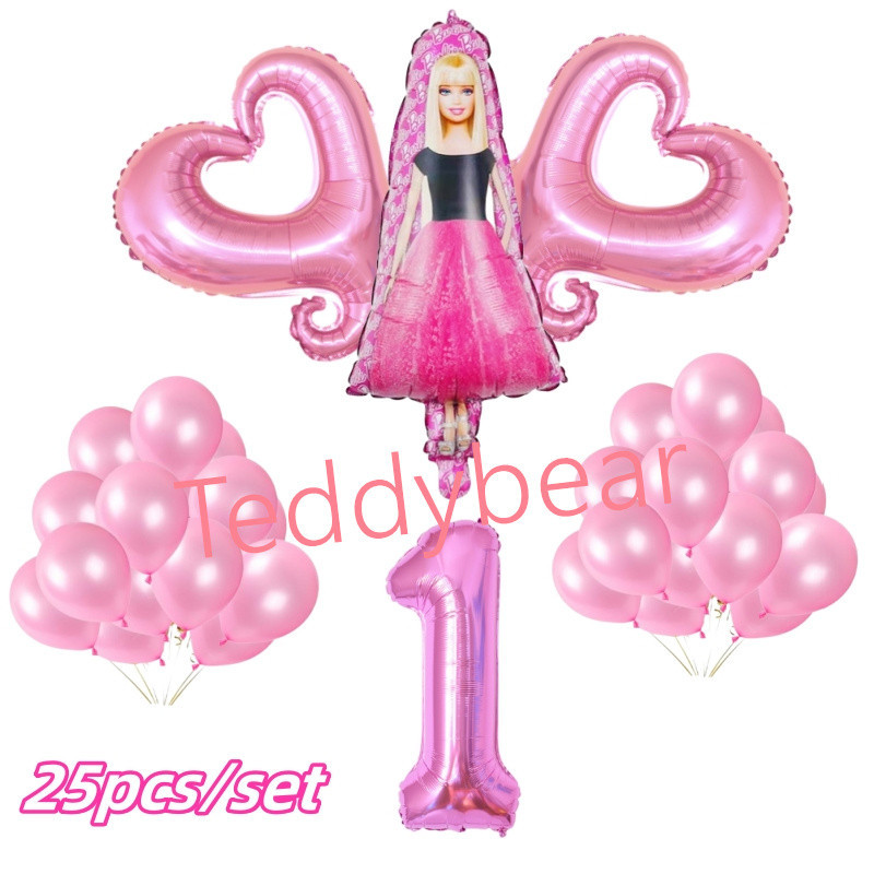 Barbie Balloons Set 32inch Pink Number Balloon Princess Girl High Heel ...