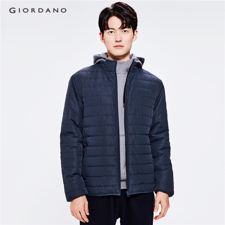 GIORDANO Men Solid Color Stand Collar Padded Jacket 13072816
