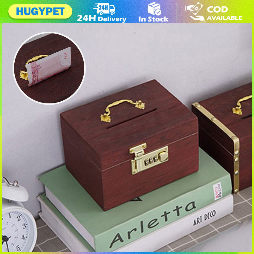 Wooden Treasure Chest Retro Money Storage Box Case Coin Piggy Bank Organizer AUS
