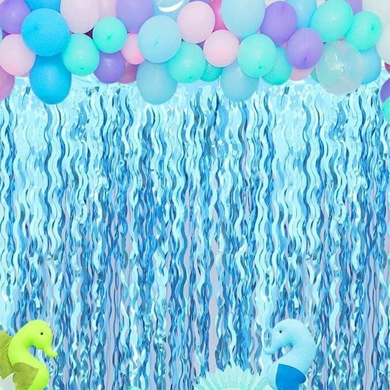 Decoration Balloon Rain Curtain Blue Water Ripple 2M X 1M Party Fashion ...