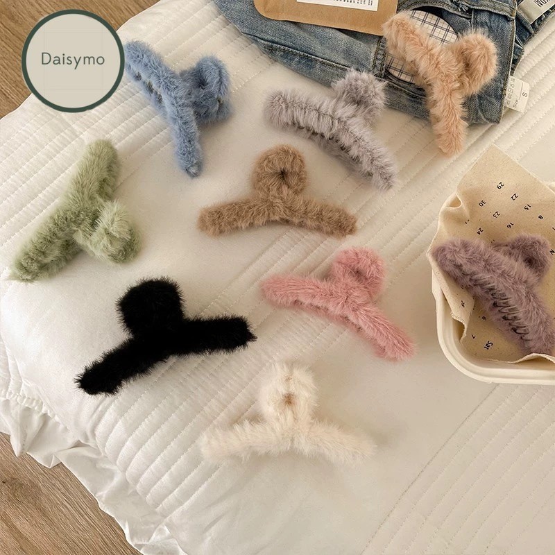 Korean Soft Furry Hair Claws Faux Fur Hair Clip Big Clamps Sweet Plush ...