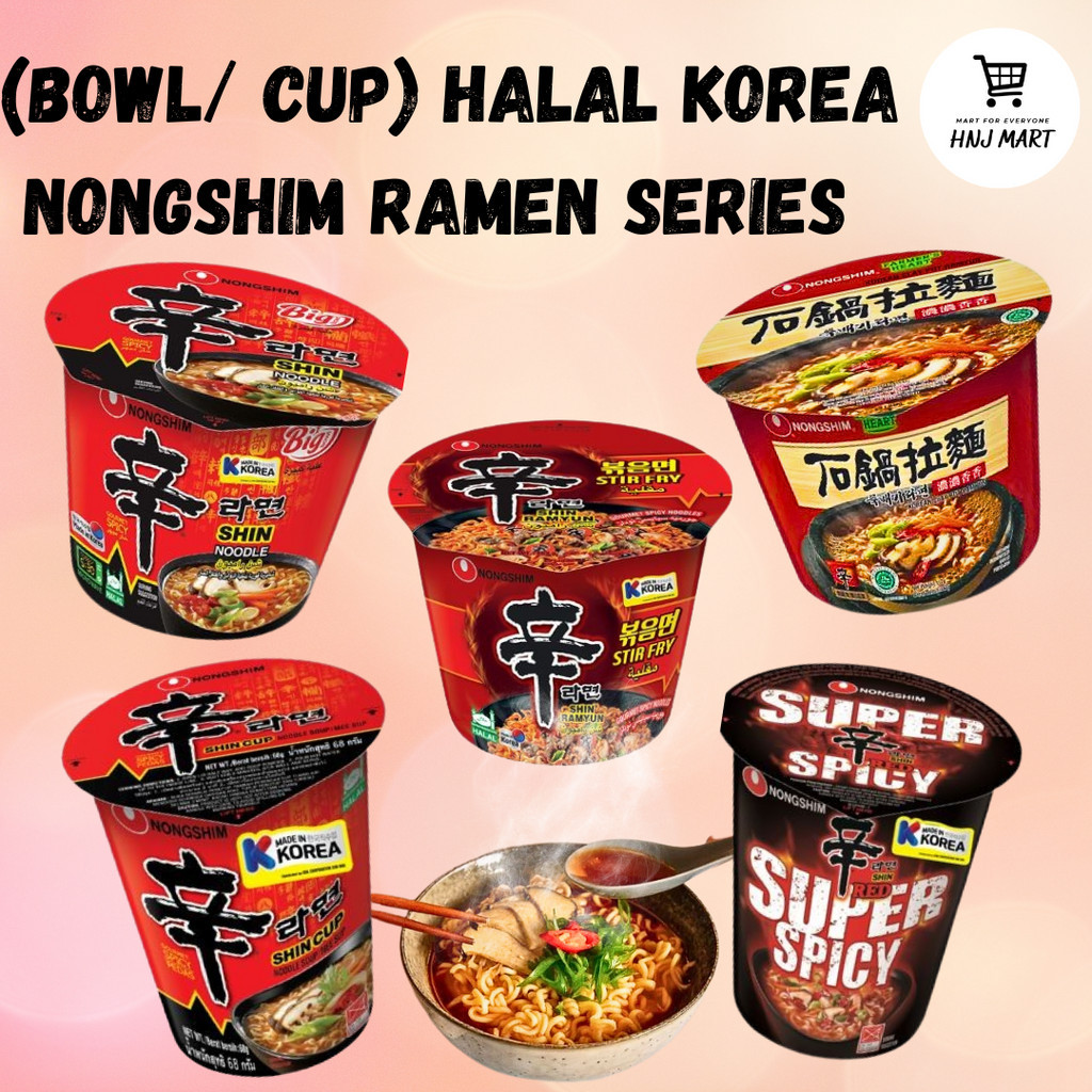 (Bowl/ Cup) Halal korea Nongshim Shin Ramyun 114g / Shin Stir Ramyun ...