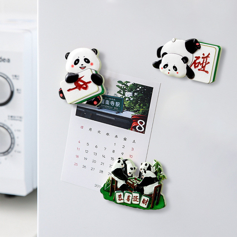 Refrigerator Magnet Cartoon Panda Refrigerator Sticker Creative Chinese ...