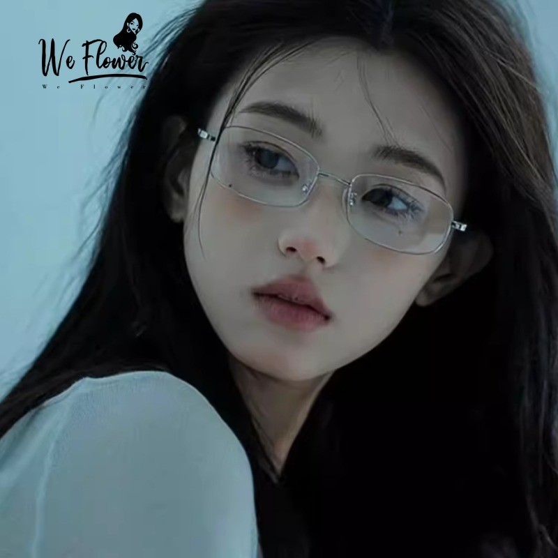 We Flower Korean Idol Style Narrow Rectangle Metal Frame Eyeglasses for ...