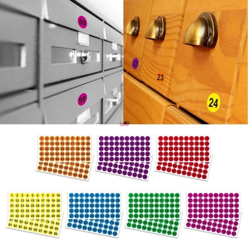 seng 50 Sheets Number Stickers Round 1-100 25mm Consecutive Number Self ...