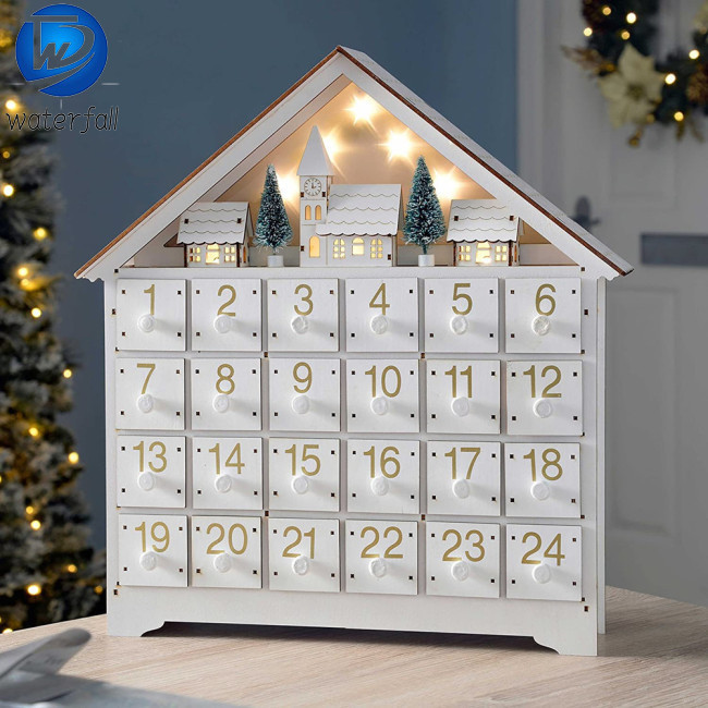 Clearance Sale!! Christmas Wooden Advent Calendar With 24 Drawers House 