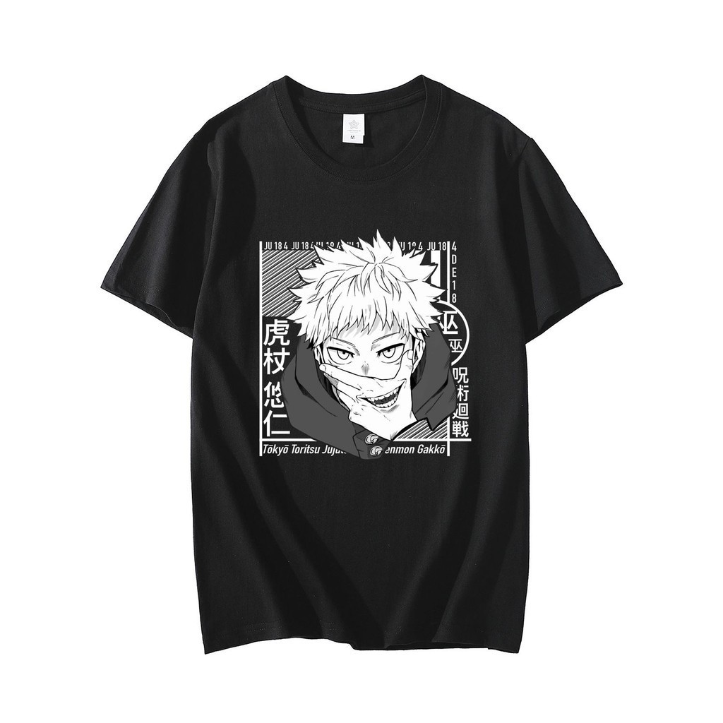 Simple Jujutsu Kaisen Itori Yuji Blouse Sport Saiz Besar Basic Putih ...