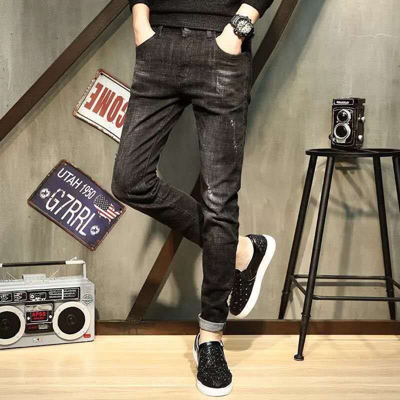 ♞ZABA Deep gray jeans for men skinny stretch pants Shopee Philippines