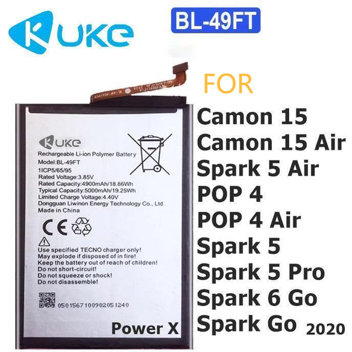 BL49FT BL49HT battery FOR Infinix Tecno Spark Pro Go 2020 Camon 15 Air  KE5/6/7 Pop BC2C BC1s - Main Image