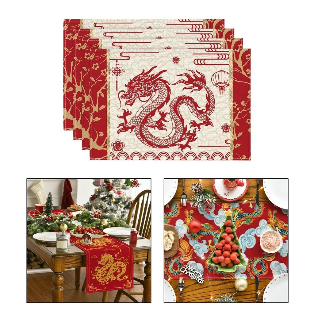 [lzdjhyke3hh] Chinese New Year Placemats 4Pcs Traditional Chinese Mats