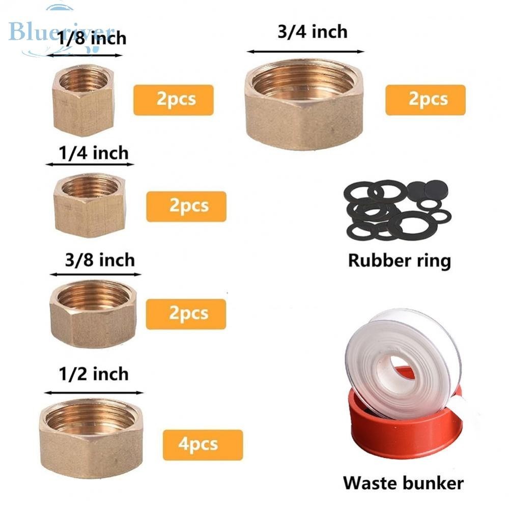 Leak Free Brass Blanking Plugs for Water Pipes 12 Pack with Rubber
