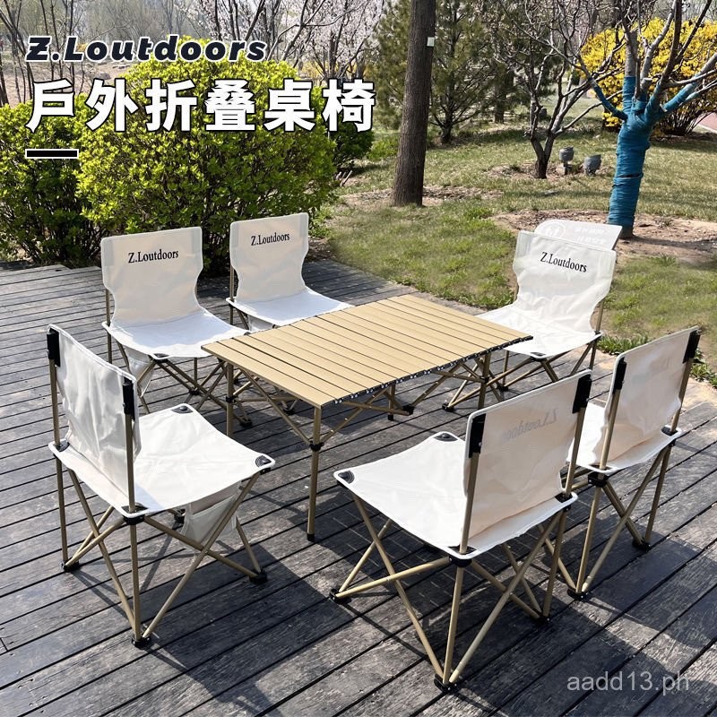 Folding Table and Chair Outdoor Portable Car-mounted Road Trip BBQ ...