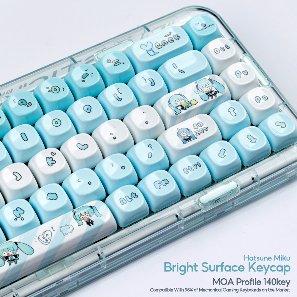 Bright Surface Anime Hatsune Miku 140Keys/Set Keycaps MOA Profile PBT ...