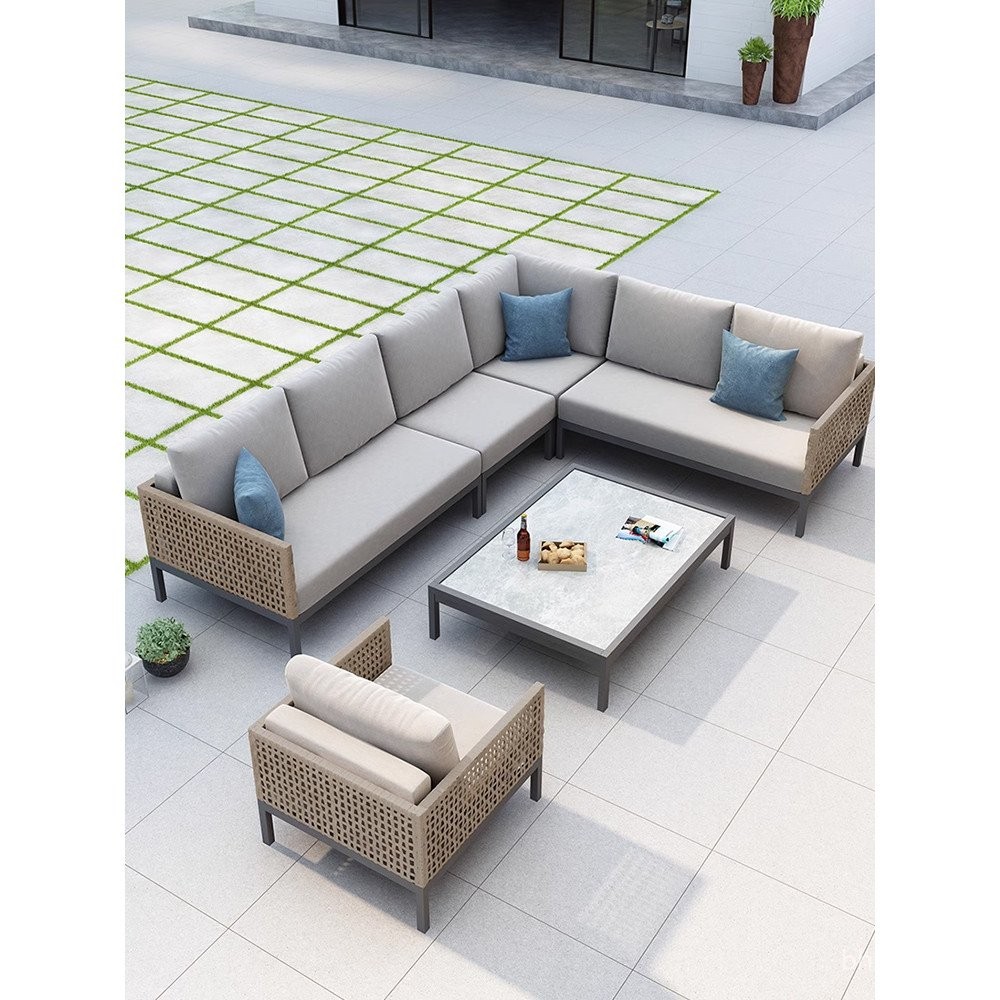 Outdoor Garden Nordic Simple Modern Rattan Woven Sofa Set Waterproof ...
